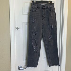 Pacsun Distressed High Rise Straight Jeans Charcoal Size 26